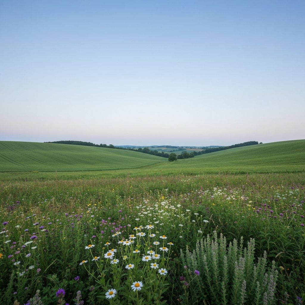 Deutsche Landschaft mit Wildblumen
