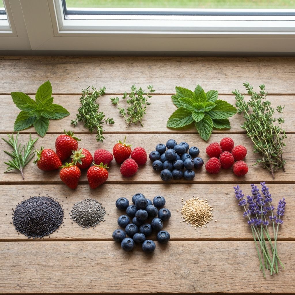 Verschiedene pflanzliche Zutaten